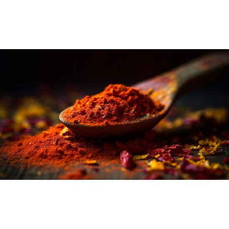 Le paprika, aussi connu sous le terme piment doux, est une épice en poudre de couleur rouge obtenue à partir du fruit mûr, séché