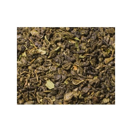 Délectez-vous de ce délicieux thé vert Gunpowder de Chine mêlé aux feuilles de menthe