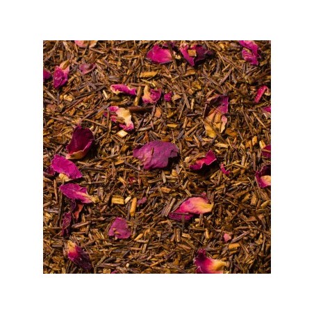 Elégante association de parfums pêche, cerise et orange alliée au goût du thé rouge (rooibos)
